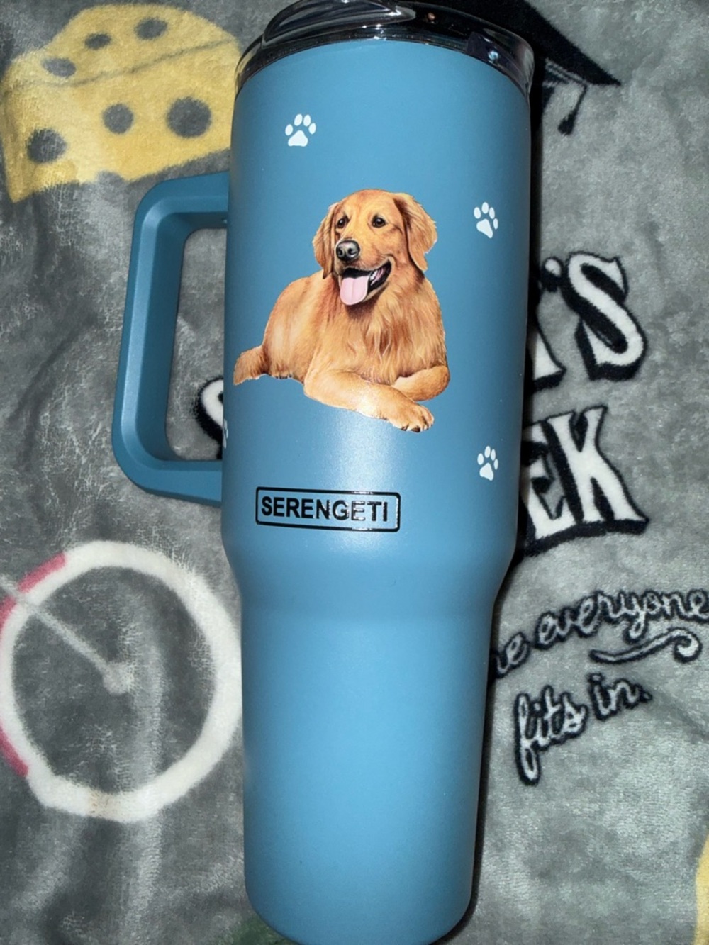 Serengeti Blue Insulated Dog Tumbler with Golden Retriever Graphic